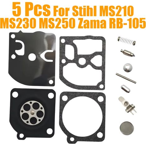 (VOIR ILLUSTRATION) Kit de réparation de carburateur (lot de 5) pour tronçonneuse Zama RB-105 C1Q-S Stihl MS210 MS230 MS250 : joint de membrane de rechange. (1/5)