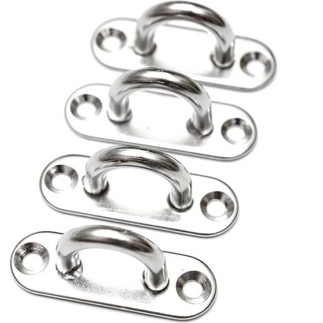 RHG 4Pcs 6mm Pontet en acier inoxydable oeil plaques Pad Eye Ring hook