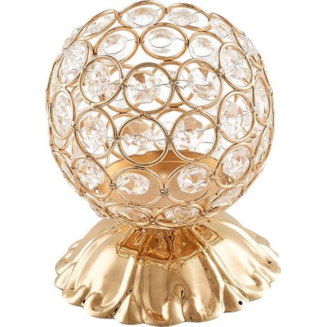 Support bougeoir de table bougeoir mosaïque boule pour décoration intérieure doré (1/5)