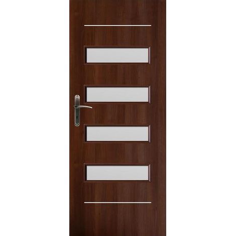 Porte d'intérieur vitrée PANAMERA noyer en plusieurs dimensions - Poussant: Droit - Largeur porte: 80 cm