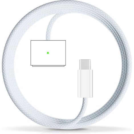 140-W-USB-C-Magnetladegerät für MacBook Air/Pro, PD-Schnellladung, Magnetanschluss der 3. Generation, 2 m langes, geflochtenes Kabel, ideal für Reisen, Himmelblau