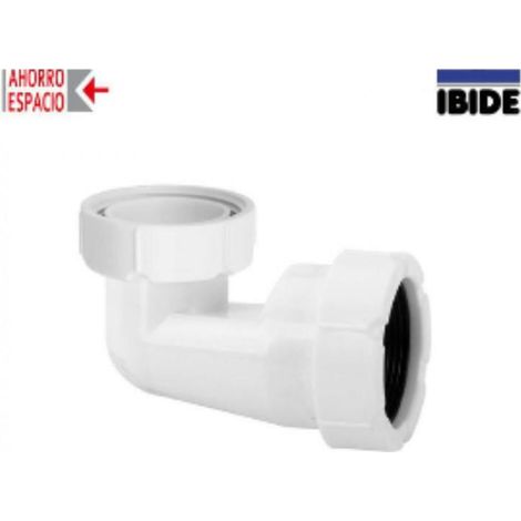 FPLUS codo tuer. loca junta plana 1¼” salida mixta 32/40 , Codo cota baja tuerca loca junta plana 1¼” salida mixta 32/40 (40 PVC encolable) especial válvula Click-Clack