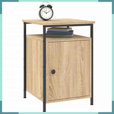 825865 Table de Chevet Chêne Sonoma 40x42x60cm Bois Ingénierie Fer À Monter (1/5)
