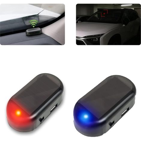 Autoalarmleuchte, Solar-Autoalarm, LED-Licht für neue Autoalarme, simulierte Alarmleuchten, Solar-Sicherheitswarnung, gefälschtes System, Diebstahlschutzlampe, Blinklicht, 2 Stück