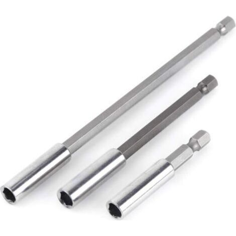 3pcs 1/4" Tige Porte Embouts Magnétique Extension de Vissage Rallonge Perceuse Électrique Tournevis Extension pour Foret Electrique.. (1/4)