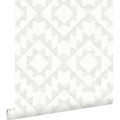 papier peint tapis Marrakech gris chaud clair et blanc mat - ESTAhome (1/5)