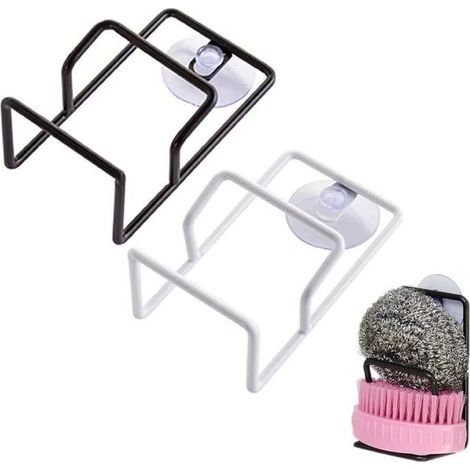 Porte-éponge - Non spécifié - 2 pcs - Ventouse murale - Fer - Noir et blanc (1/4)