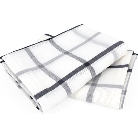 Lot de 2 torchons cuisine toile SQUARES LIN coton et lin