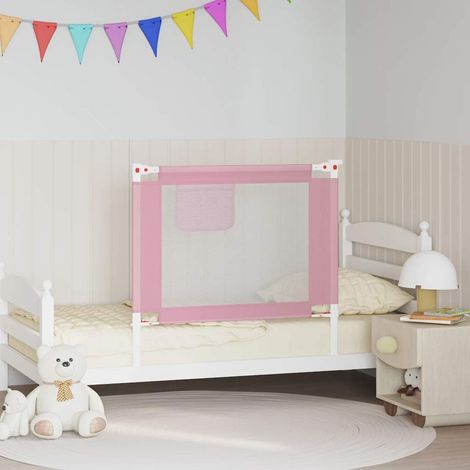 Barrière de lit pour enfant, rose, 90 x 25 cm, en tissu