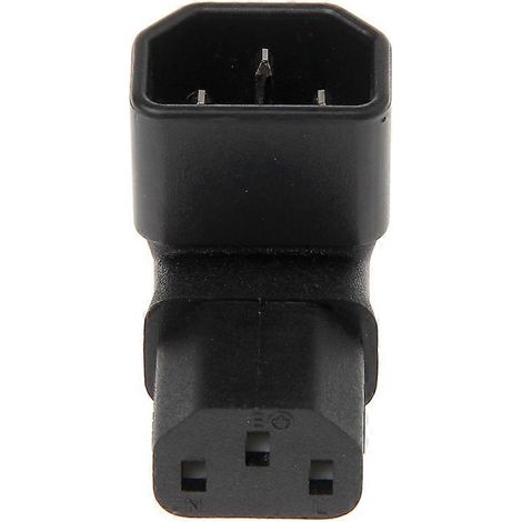 Adaptateur convertisseur de prise secteur IEC 320 C14 mâle vers C13 femelle 3 broches coudées vers le haut (1/5)