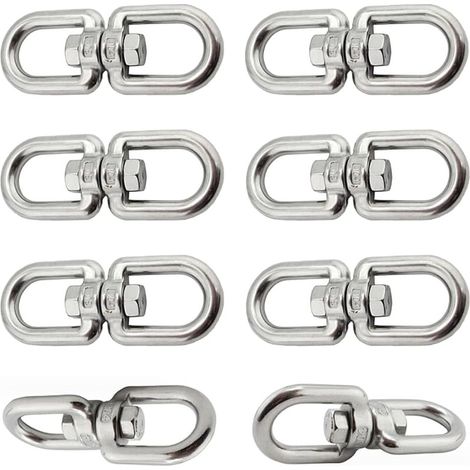 6 Pièces Crochet Pivotant M6 Double Extrémité Anneaux Pivotants en Acier Inoxydable 304 Suspendue Crochet Pivotant pour Balançoires Fauteuils Suspendus Sacs de Sable Cordes Chaînes (1/5)