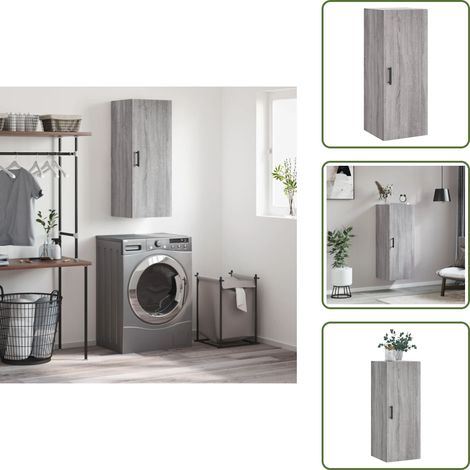 Armoire murale sonoma gris 34,5x34x90 cm - Armoire Murale - Meuble De Rangement - Armoire Suspendu - Étagère Murale - Buffet Mural (1/5)