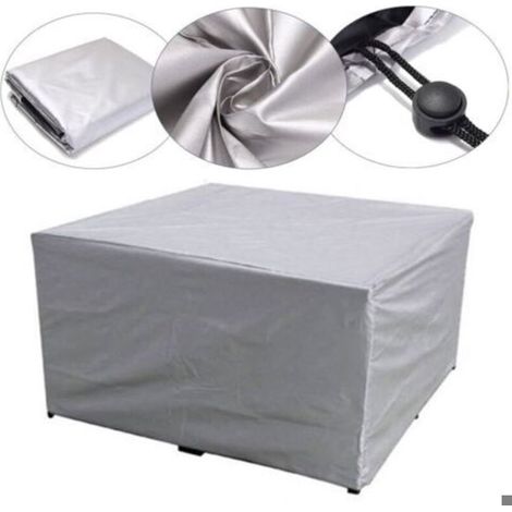 Housse de protection mobilier jardin - OKZ - 115×115×70 cm - 210D Oxford - Imperméable anti-UV - Argent (1/4)