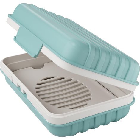 Portasapone da doccia (1 pezzo), portasapone da viaggio con coperchio, ideale per palestra, campeggio, escursionismo, beauty case da viaggio, portatile, impermeabile, blu