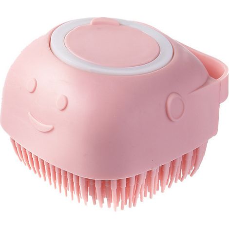 (Rose, 1 pièce) Brosse de toilettage pour animaux avec distributeur de shampoing - Poils en silicone souple pour chiens et chats - Massage et épilation - Conception facile à presser (1/5)