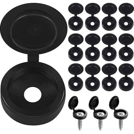 100 cache-vis noirs pour plaque d'immatriculation, cache-rivets, cache-vis en plastique, capuchon de vis, cache-vis à pression Qyroadwo (1/4)
