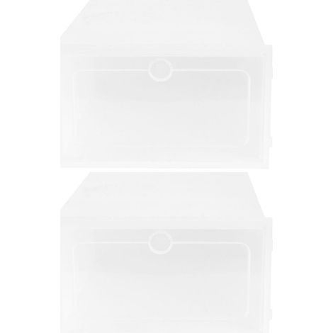 Lot de 2 boîtes à chaussures épaisses, transparentes et empilables, en plastique - Taille L (blanches) (1/3)