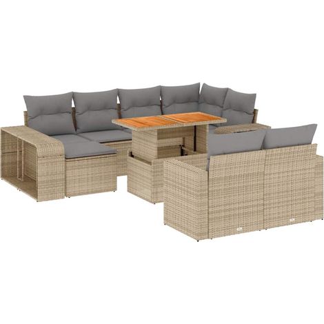 Maison Exclusive - Set de sofás de jardín 11pzas con cojines ratá (1/3)