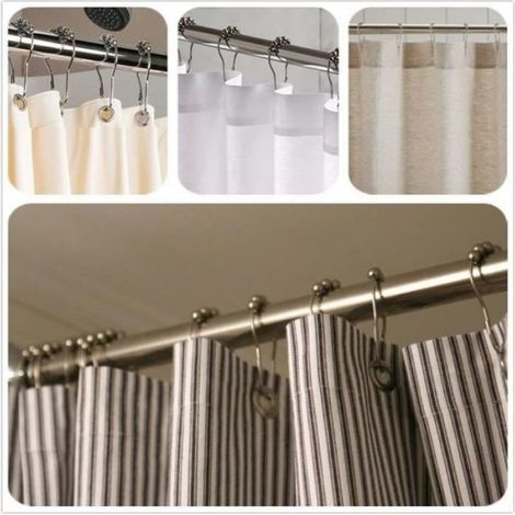 Marchelec 12PCS Crochets Anneaux de Rideau de Douche en Acier Inoxydable Chromé (1/3)