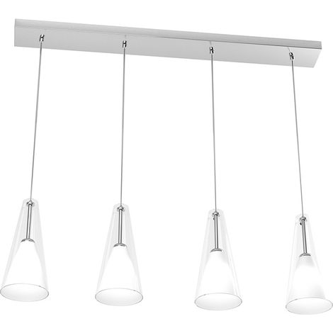 Sospensione Contemporanea Bullet Metallo Cromo Vetro Trasparente 4 Luci E14 (1/3)
