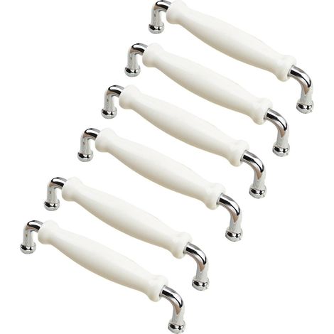 DigitalLAB-Lot de 6 poignées de meuble en alliage de zinc et céramique - Poignées de tiroir de cuisine - Boutons de porte de rechange - Pour tiroir, meuble de cuisine, meuble de salle de bain, porte d (1/5)