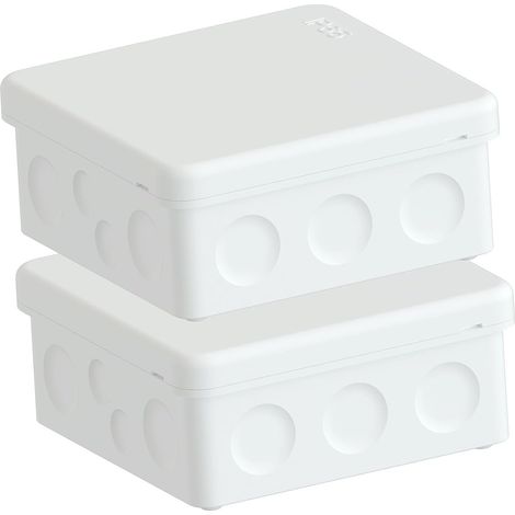 Boîte de dérivation IP65 blanche, lot de 2 - Petite boîte de distribution étanche en saillie avec couvercle à rabat, joint en caoutchouc amélioré, boîte de distribution pour pièces humides (1/5)