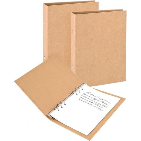 lots de pochettes A5 à anneaux (6 anneaux), format papier kraft A5, avec pinces, pour le bureau, l'école et les loisirs créatifs. Pochettes seules. (1/5)