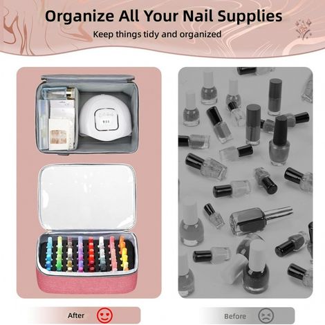 Grande trousse de rangement pour vernis à ongles, sac portable lampe peut contenir 96 flacons (1/5)