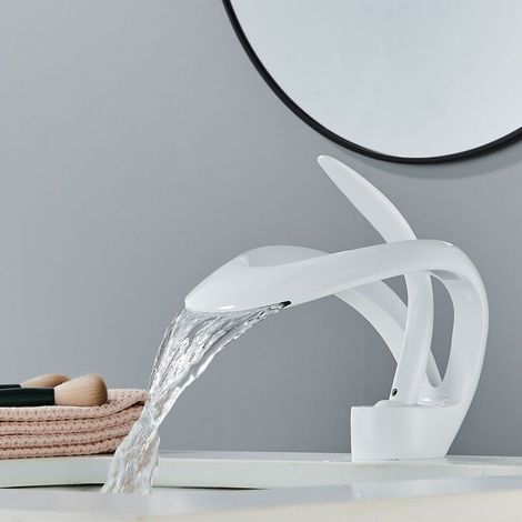 Accessori per il bagno, miscelatore bianco per lavello da cucina, fornitura di acqua calda e fredda, miscelatore per lavabo, rubinetti miscelatori facili da installare con tubo in ceramica