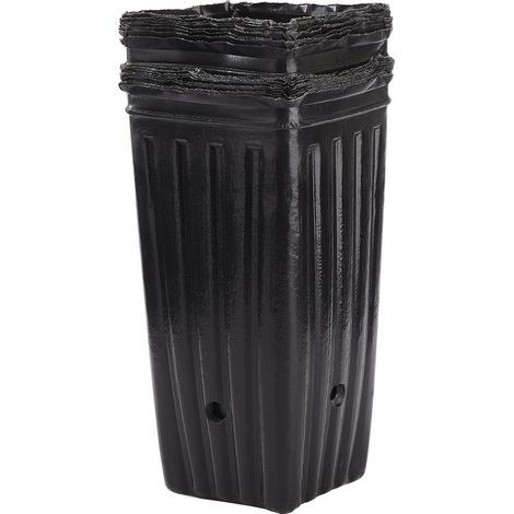 Pot de Culture Noir Rectangulaire Épaissi — 20 Pots Plastique Robustes 10x20cm avec Trou d'Évacuation pour Plantes, Fleurs, Arbres et Jardins (1/4)