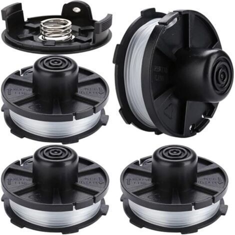 Bobine di ricambio MUFUSHAN per tosaerba, accessori per: DUR181, DUR141, DUR180Z, DUR181Z - (4 bobine + 1 coperchio + 1 molla) (1/4)
