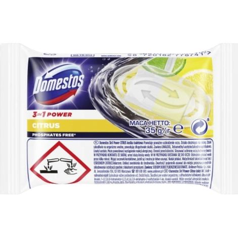 Ricarica Domestos 3 in 1 per sedile WC al profumo di agrumi, 35 g (1/3)