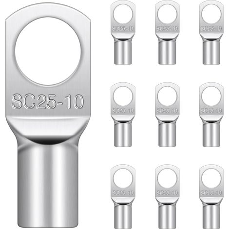 Cosses Tubulaires 25mm² M10 Hanibos Electriques Ronde à Œillet en Cuivre Étamé Cosse Sertir Annulaires 20 Pièces (1/5)