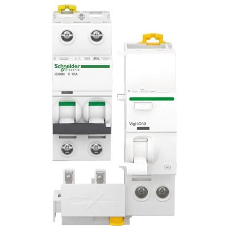 Schneider Electric Blocco differenziale QuickVigi iC60 2P 25A 300mA AC + Interruttore magnetotermico iC60N 2P C 10A 6000A