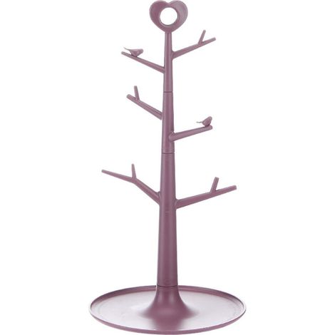 Égouttoir à tasses à café, porte-tasses, étagère de cuisine en forme d'arbre, en polypropylène, détachable, portable, en plastique, pour le rangement de la maison, rouge violacé pâle (1/5)