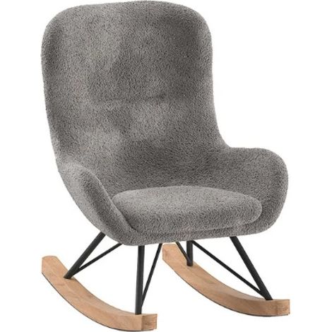 Fauteuil à bascule pour enfant ROCKY - Tissu bouclé-Gris (1/5)