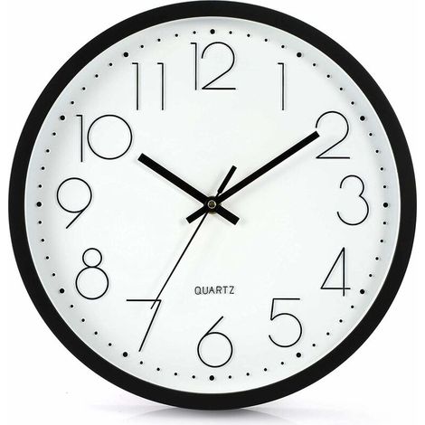royaluxe - Horloge Murale analogique à Quartz silencieuse et silencieuse - 30 cm - sans tic-tac - Noire (1/2)