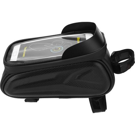 Sacoche de cadre avant pour vélo avec support téléphone étanche et bandes réfléchissantes multicolores, pochette de tube supérieur (1/5)