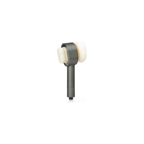 Pommeau de douche avec filtre, douchette 3 en 1 avec brosses/éponge de nettoyage, massage, haute pression, ensemble de douche à économie d'eau pour eau dure (gris)