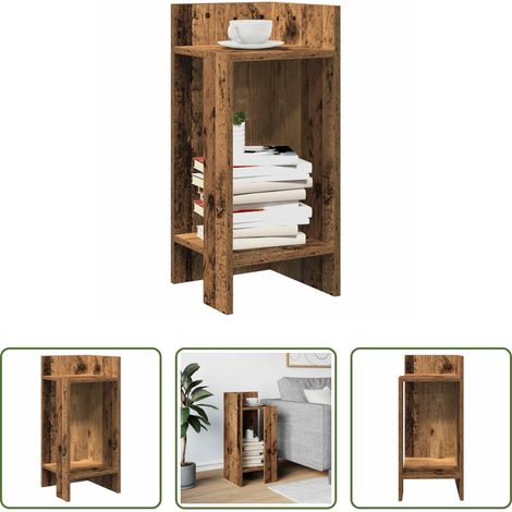 Étagère -  Table d'appoint avec étagère vieux bois 25,5x27x60 cm (1/5)