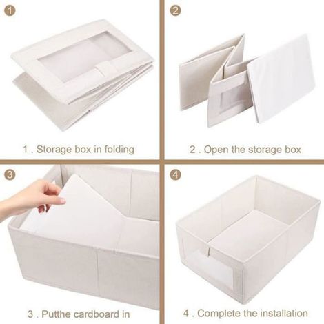 Boîte De Rangement - Tissu Non Tissé - Pliable - Fenêtre Transparente - 40 X 27 X 17 Cm - 2 Pièces (1/3)