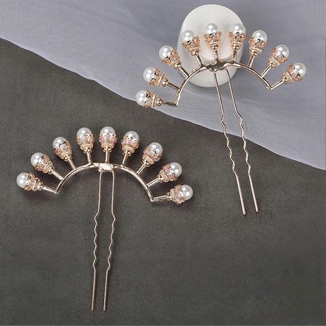 U-förmige Haarnadeln mit Imitationsperlen, Brauttiara, Haarschmuck mit glatten Kanten, kompatibel mit allen Haartypen, DIY-Accessoire, Frisur.