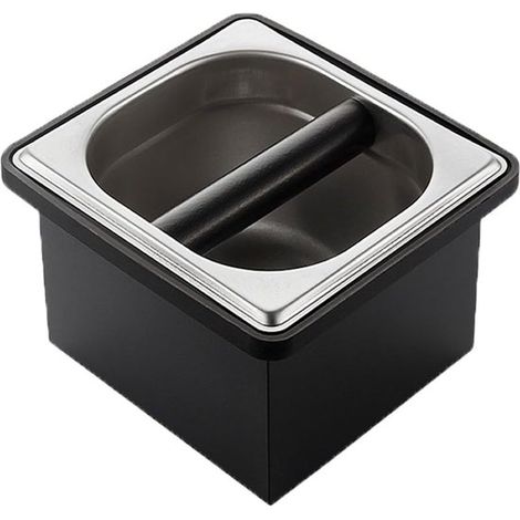 Kaffeesatzbehälter – Espressopulverbehälter – Kaffeesatzauffangbehälter – Schallgedämmtes Design – 18,9 x 10,4 cm – Silber (1/5)