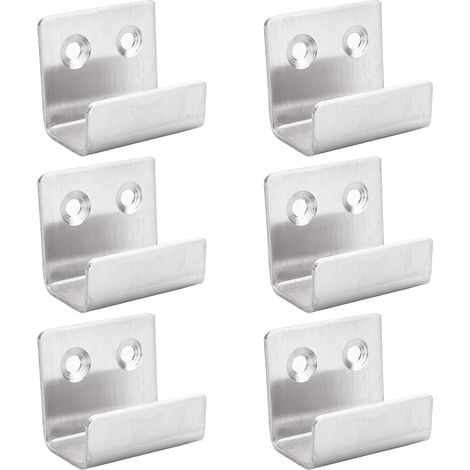 6 Pack Wall Mounted J Shaped Hooks Stainless Steel Wall Hooks with 12 Screws, Silver, Modern Style, 35kg Capacity (1/5)
