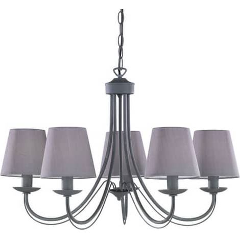 [NEUWERTIG] B-Ware Trio Lighting Kronleuchter Cortez Deckenlampe Hängeleuchte Lampe Grau 5 Flammig