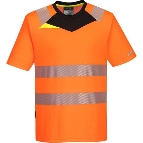Camiseta laboral dinámica DX4 flúor de A.V de malla y poliéster DX413 XXXL Naranja/Negro