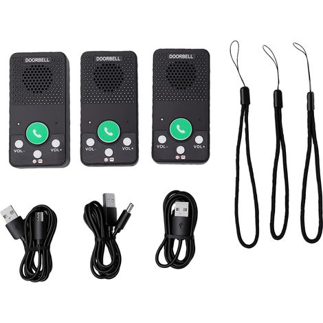 Sistema di interfono wireless in confezione da 3 unità per ufficio domestico, copertura completa di ogni stanza in un appartamento duplex con portata fino a 488 metri, 8 livelli di volume, 4 suonerie. (1/5)