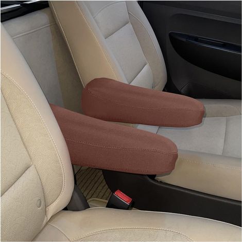2 Pièces Housse D'accoudoir De Voiture, Couverture Cuir Microfibre D'accoudoir De Siège Avant Voiture(Café) (1/5)