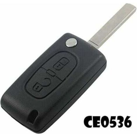 Coque de Télécommande à 2 Boutons Compatible avec Peugeot et Citroën, Lame sans Rainure, Pour Modèles C1, C2, C3, 107, 207, 307, etc. (1/4)