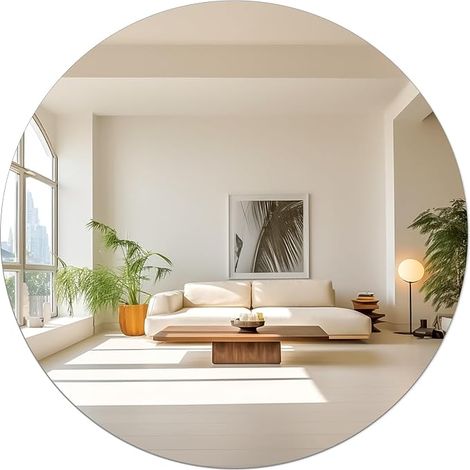 Miroir Mural Rond en Verre Autocollant de 30 cm, Miroir Mural Décoratif HD sans Cadre, idéal pour Les Toilettes d'invités, la Salle de Bain, Le Dressing, Le Salon, etc. (1/4)